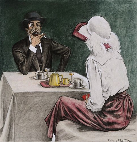 Couple In A Cafe by Rudolf Bauer, c.1920